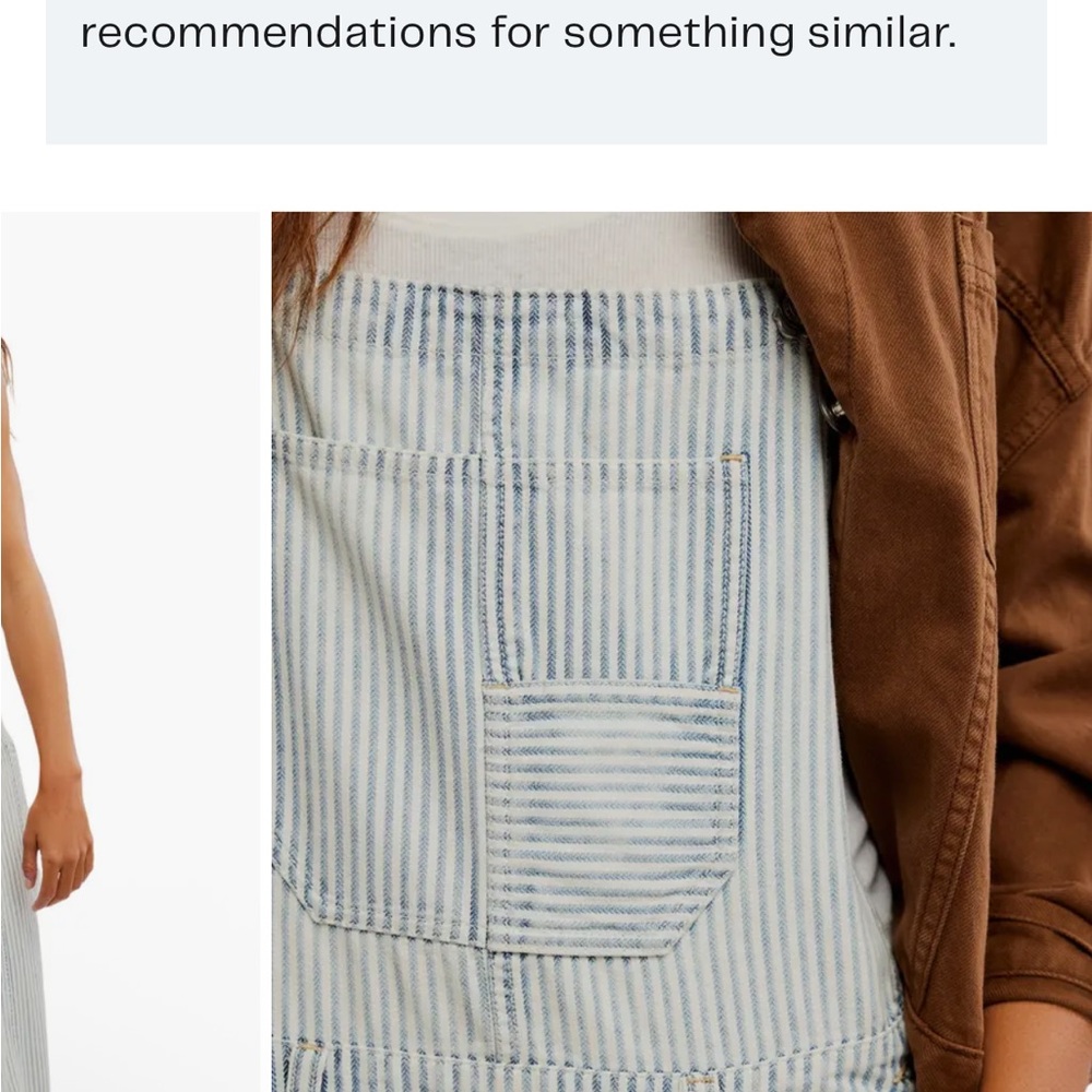 Free People Blue and White Striped good luck barrel overalls